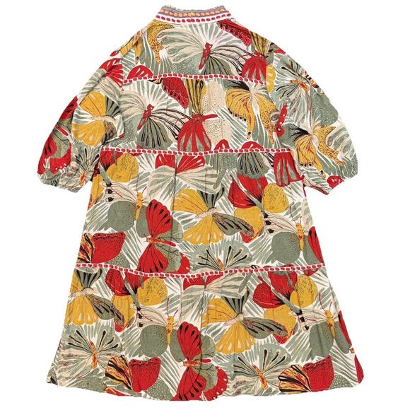 Womens L Duster Cardigan Tiered Open Butterfly Print 3/4 Sleeve Boho Indie Cato - Picture 9 of 10